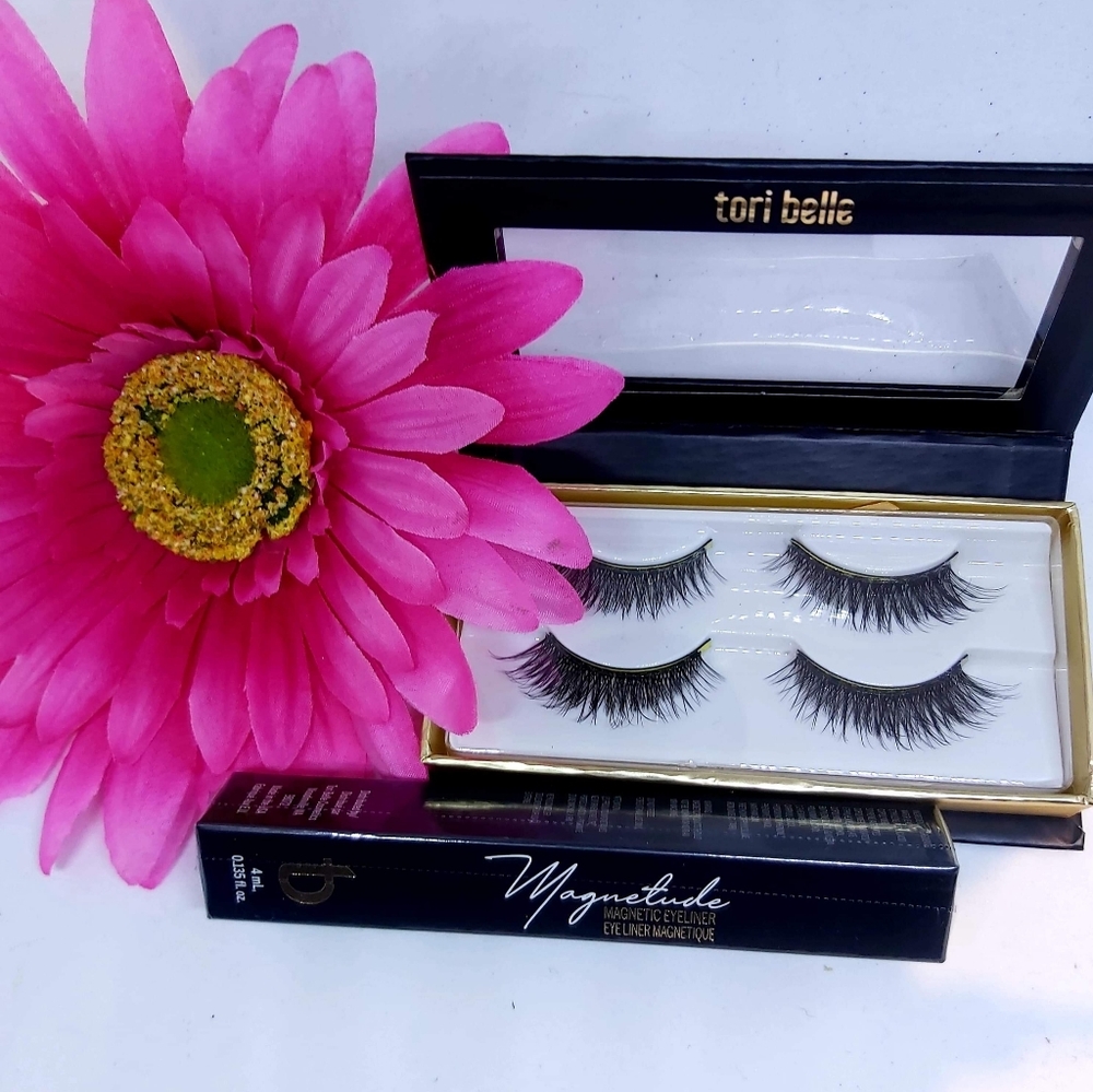 Magnetic lashes and eyeliner. Also Cosmetics.